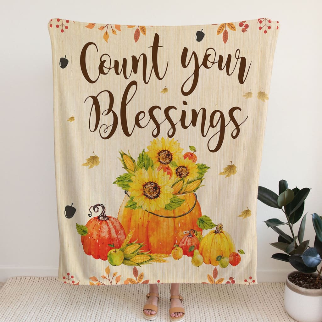 Count Your Blessings Fleece Blanket - Christian Blanket - Bible Verse Blanket