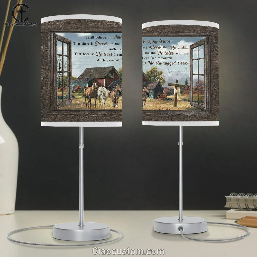 Countryside Horse I Still Believe In Grace Table Lamp For Bedroom - Bible Verse Table Lamp - Religious Room Decor