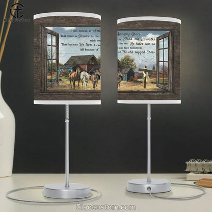 Countryside Horse I Still Believe In Grace Table Lamp For Bedroom - Bible Verse Table Lamp - Religious Room Decor