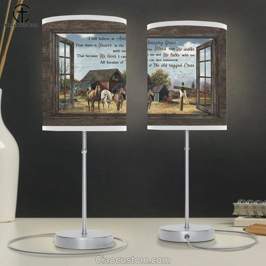 Countryside Horse I Still Believe In Grace Table Lamp For Bedroom - Bible Verse Table Lamp - Religious Room Decor