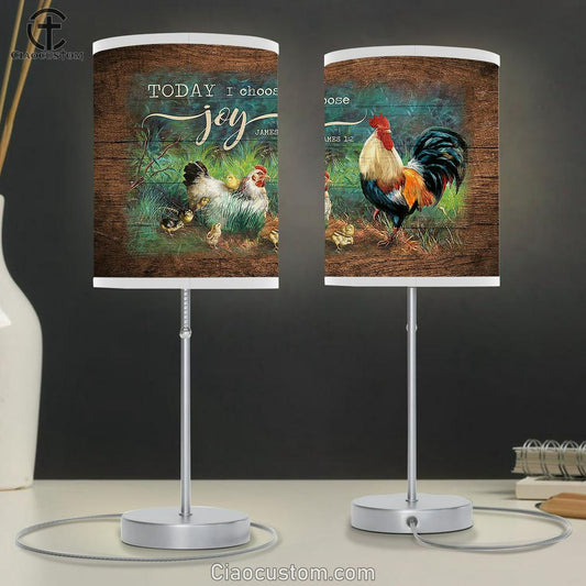 Couple Chicken Today I Choose Joy Table Lamp For Bedroom - Bible Verse Table Lamp - Religious Room Decor