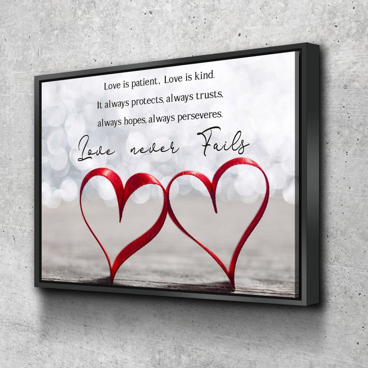 Couple Hearts Love Is Patient, Love Is Kind Wall Art - Christian Canvas Wall Art