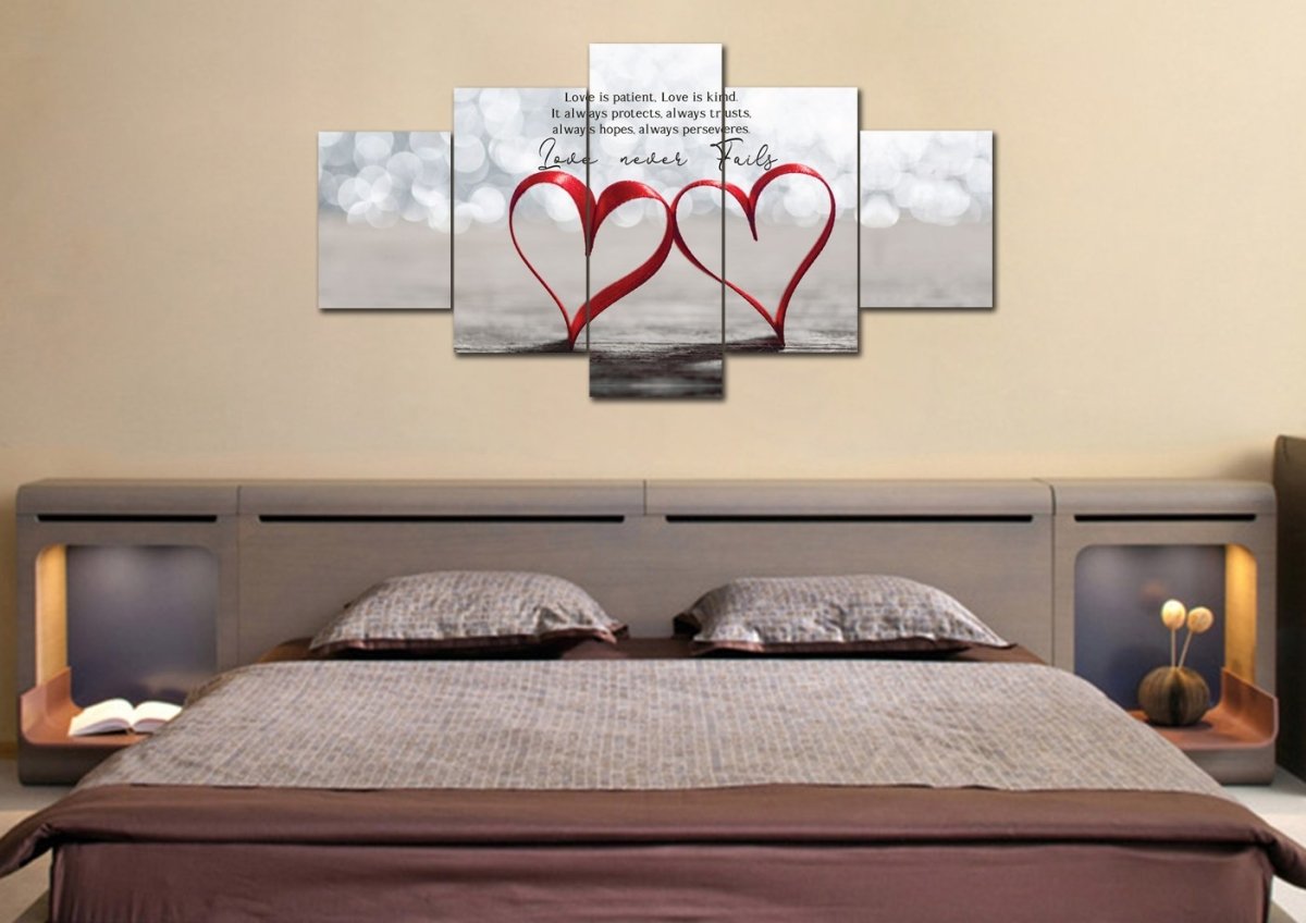 Couple Hearts Love Is Patient, Love Is Kind Wall Art - Christian Canvas Wall Art