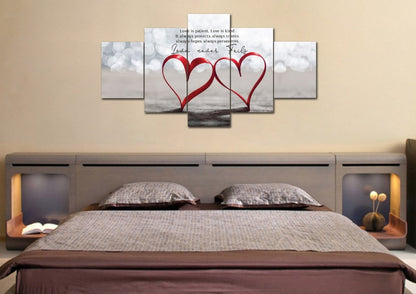 Couple Hearts Love Is Patient, Love Is Kind Wall Art - Christian Canvas Wall Art