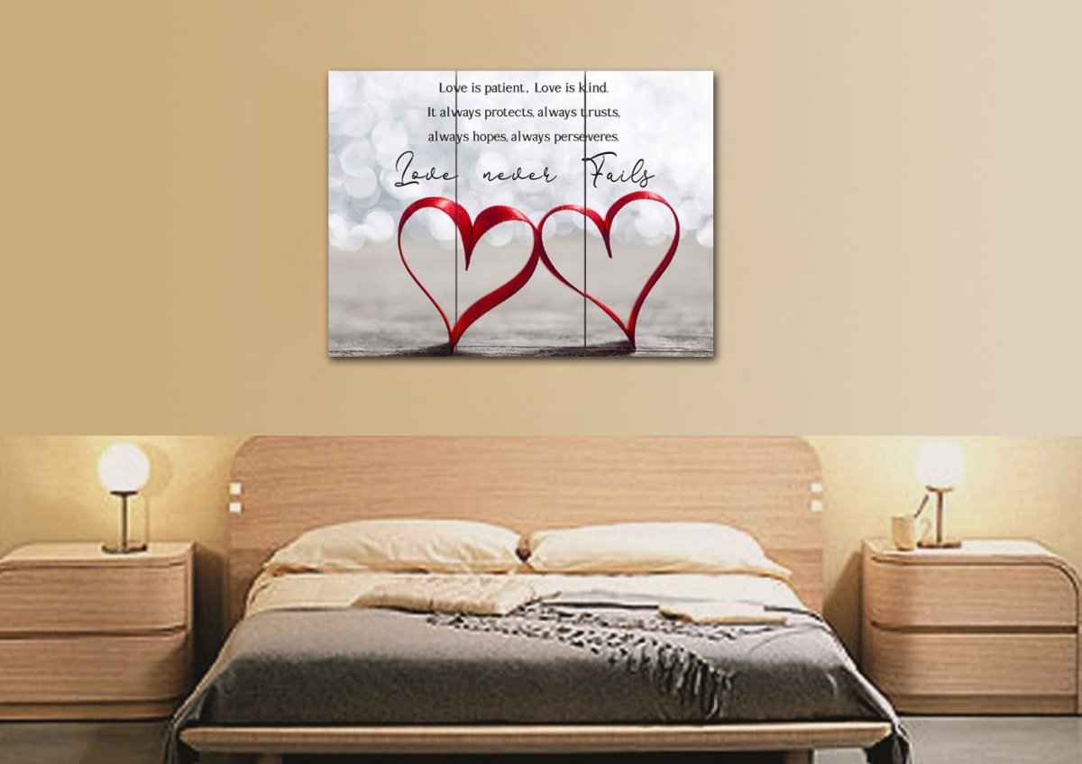 Couple Hearts Love Is Patient, Love Is Kind Wall Art - Christian Canvas Wall Art