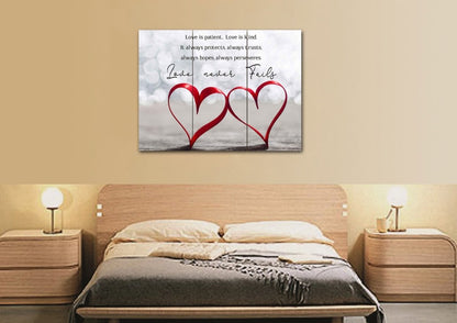 Couple Hearts Love Is Patient, Love Is Kind Wall Art - Christian Canvas Wall Art