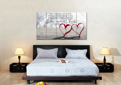 Couple Hearts Love Is Patient, Love Is Kind Wall Art - Christian Canvas Wall Art
