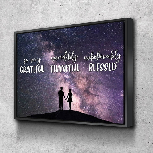 Couple Stars Thankful, Grateful & Blessed Wall Art - Christian Canvas Wall Art