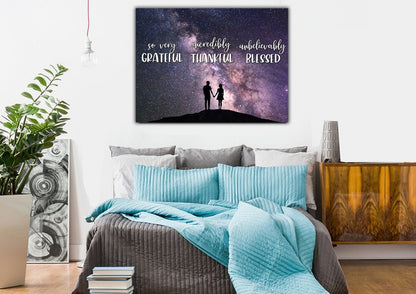 Couple Stars Thankful, Grateful & Blessed Wall Art - Christian Canvas Wall Art