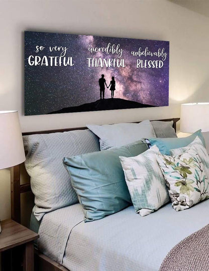 Couple Stars Thankful, Grateful & Blessed Wall Art - Christian Canvas Wall Art
