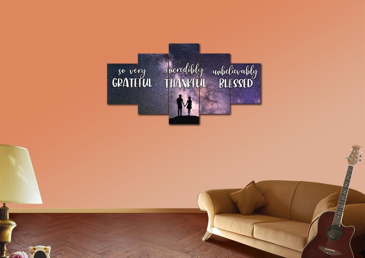 Couple Stars Thankful, Grateful & Blessed Wall Art - Christian Canvas Wall Art