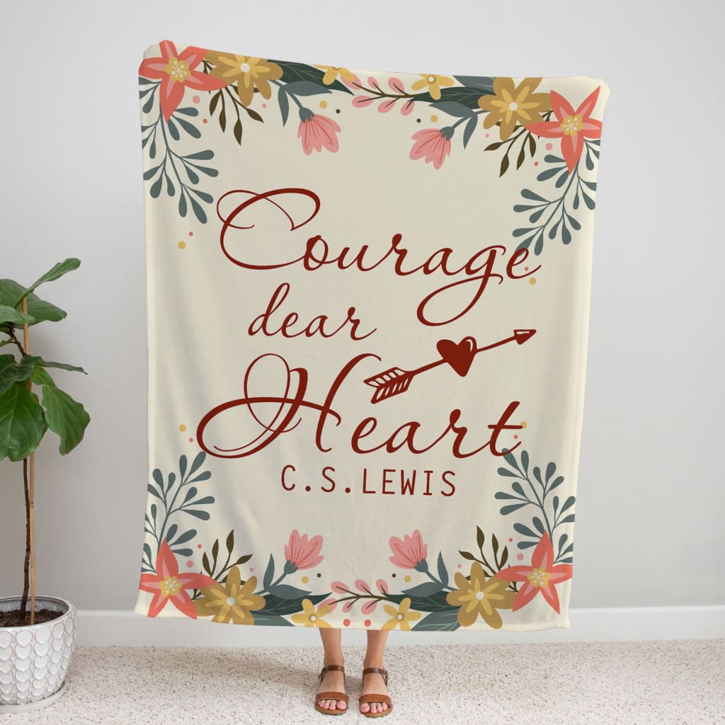 Courage Dear Heart 2 Fleece Blanket - Christian Blanket - Bible Verse Blanket