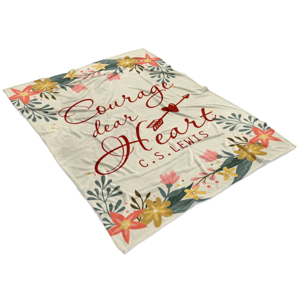 Courage Dear Heart 2 Fleece Blanket - Christian Blanket - Bible Verse Blanket