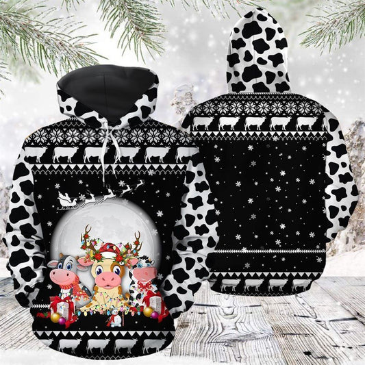 Cow Christmas All Over Print 3D Hoodie For Men And Women, Christmas Gift, Warm Winter Clothes, Best Outfit Christmas