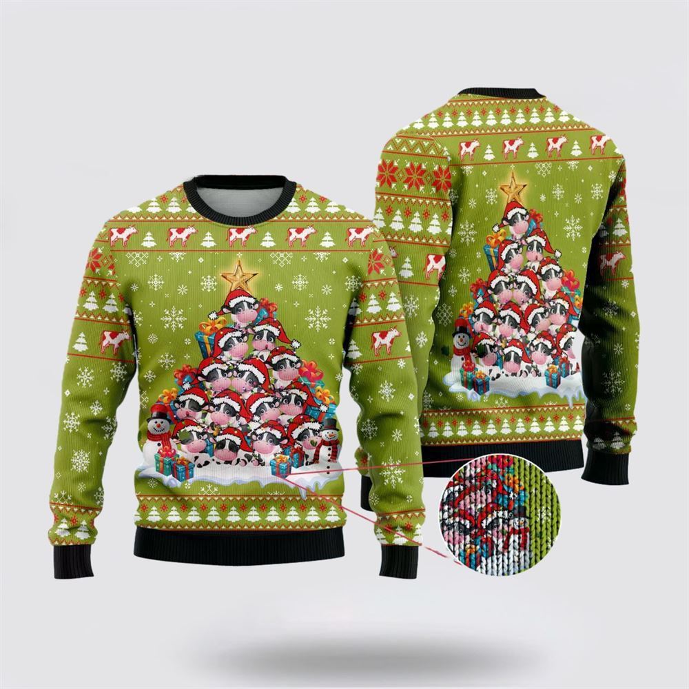 Cow Christmas Tree Ugly Christmas Sweater, Farm Sweater, Christmas Gift, Best Winter Outfit Christmas