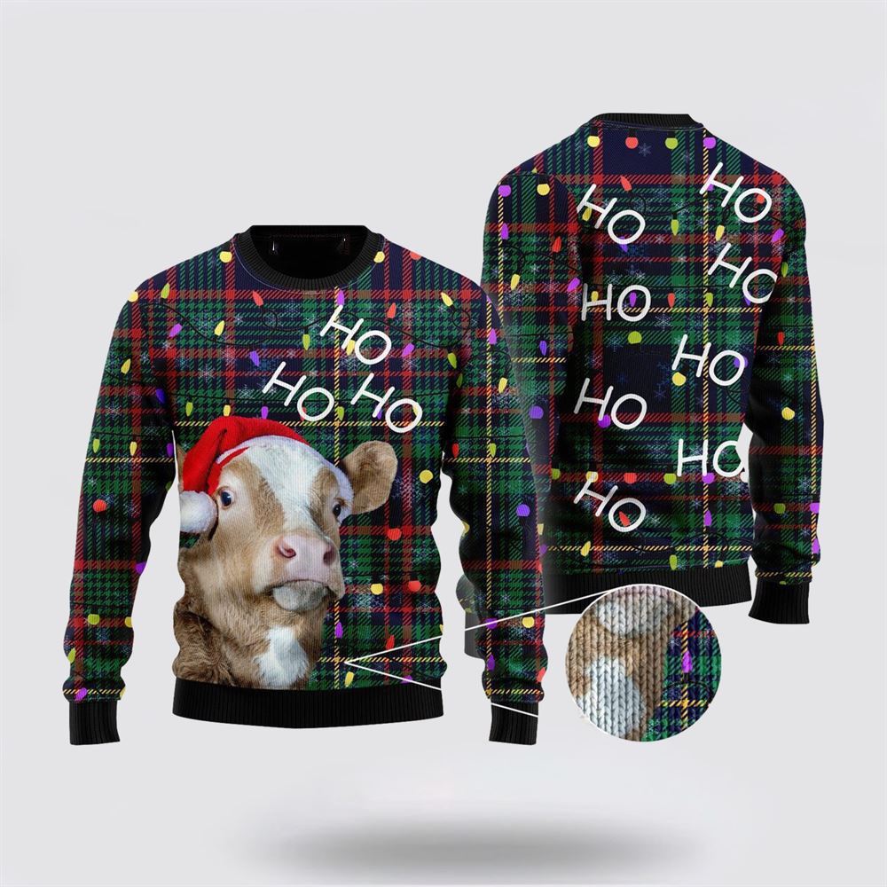 Cow, Hohoho Ugly Christmas Sweater, Farm Sweater, Christmas Gift, Best Winter Outfit Christmas