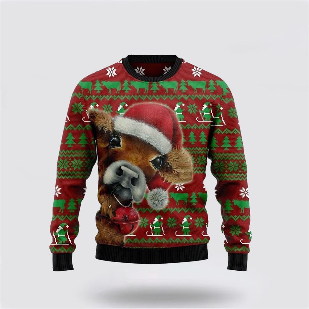 Cow Santa Funny Ugly Christmas Sweater, Farm Sweater, Christmas Gift, Best Winter Outfit Christmas