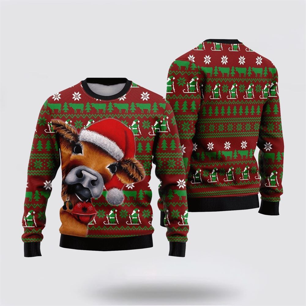 Cow Xmas Ugly Christmas Sweater, Farm Sweater, Christmas Gift, Best Winter Outfit Christmas