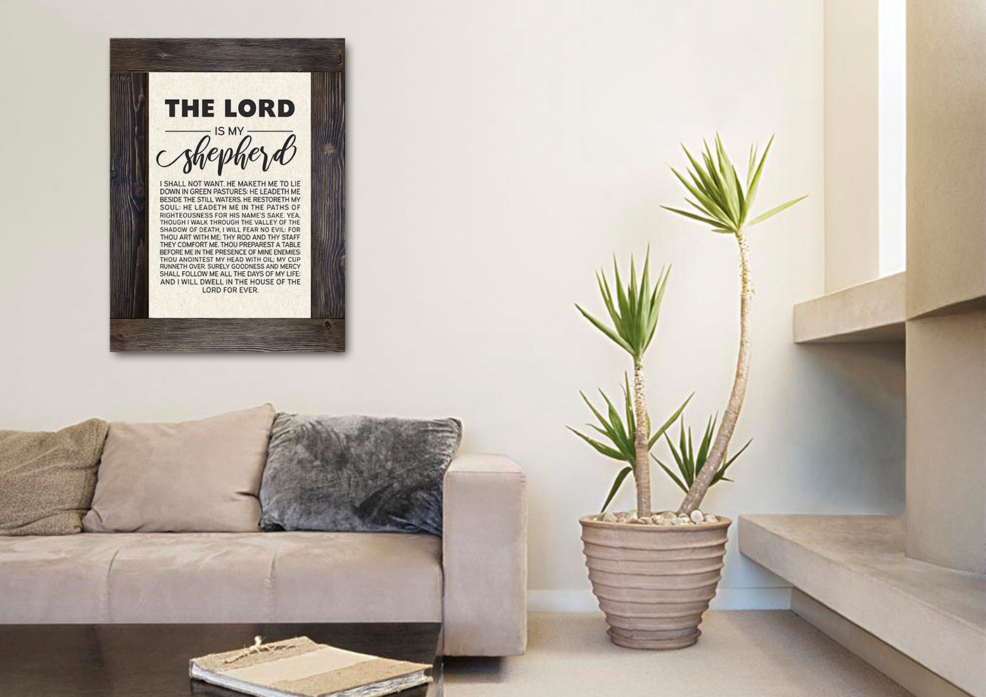 Crate Border & Psalm 23 [Kjv] The Lord Is My Shepherd Canvas Wall Art