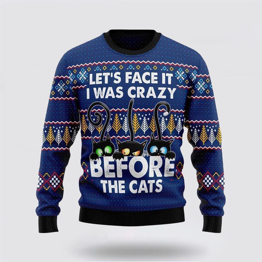 Crazy Cat Ugly Christmas Sweater For Men And Women, Best Gift For Christmas, Christmas Fashion Winter