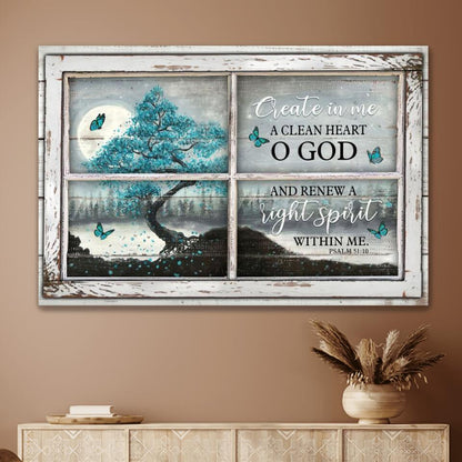 Create In Me A Clean Heart O God Canvas Wall Art - Christian Poster - Religious Wall Decor