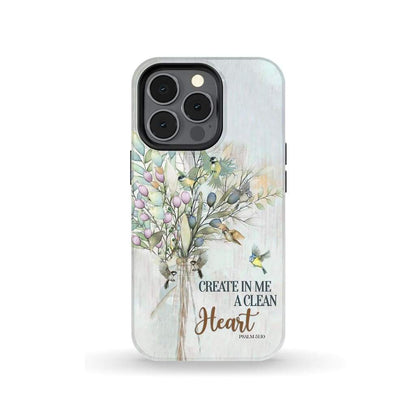 Create In Me A Clean Heart Psalm 5110 Bible Verse Phone Case - Scripture Phone Cases - Iphone Cases Christian