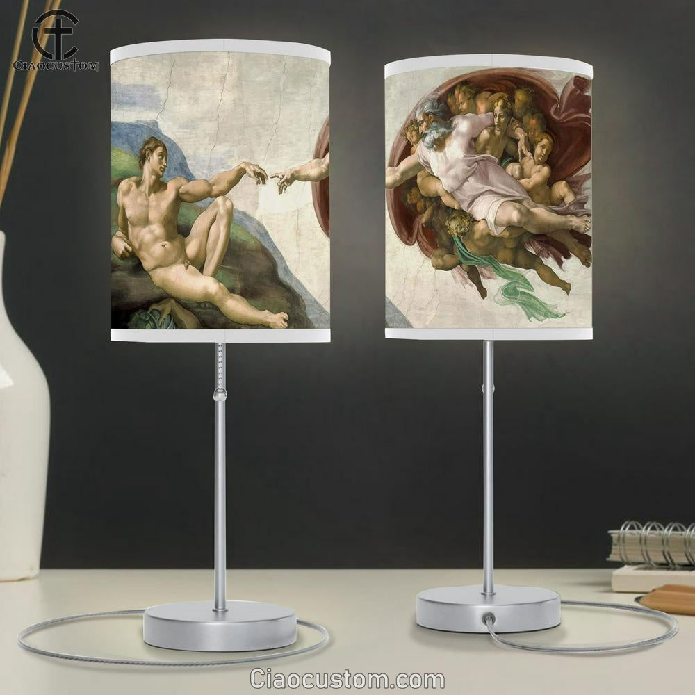 Creation Adam Painting Table Lamp Pictures - Faith Art - Christian Table Lamp For Bedroom Decor