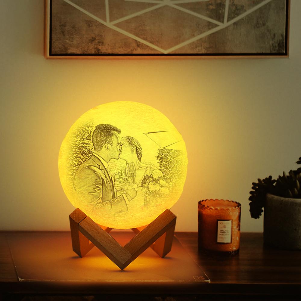 Creative 3D Print Photo Moon Lamp Personalized Engraved Moon Lamp - Gift For Couples - Customized Valentine Gift
