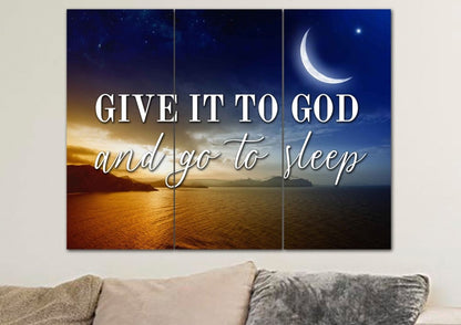 Crescent Moon Give It To God And Go To Sleep Sign, Wall Art & Decor - Christian Canvas Wall Art
