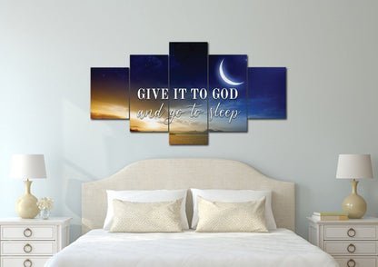 Crescent Moon Give It To God And Go To Sleep Sign, Wall Art & Decor - Christian Canvas Wall Art