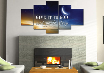 Crescent Moon Give It To God And Go To Sleep Sign, Wall Art & Decor - Christian Canvas Wall Art