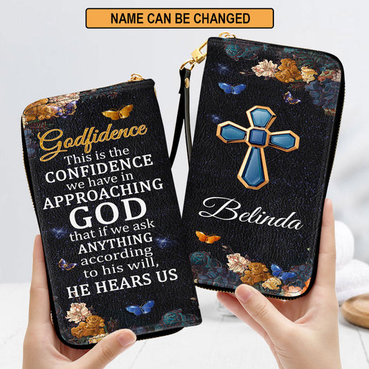 Cross And Flower Faith Gift From Gods For Women Clutch Purse For Women - Personalized Name - Christian Gifts For Women