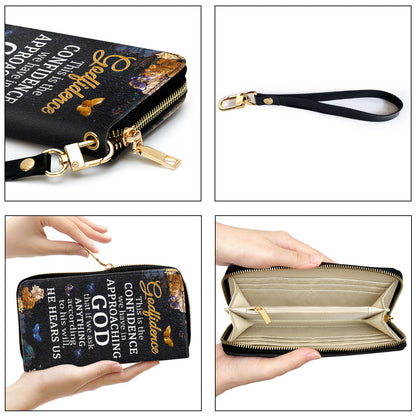 Cross And Flower Faith Gift From Gods For Women Clutch Purse For Women - Personalized Name - Christian Gifts For Women