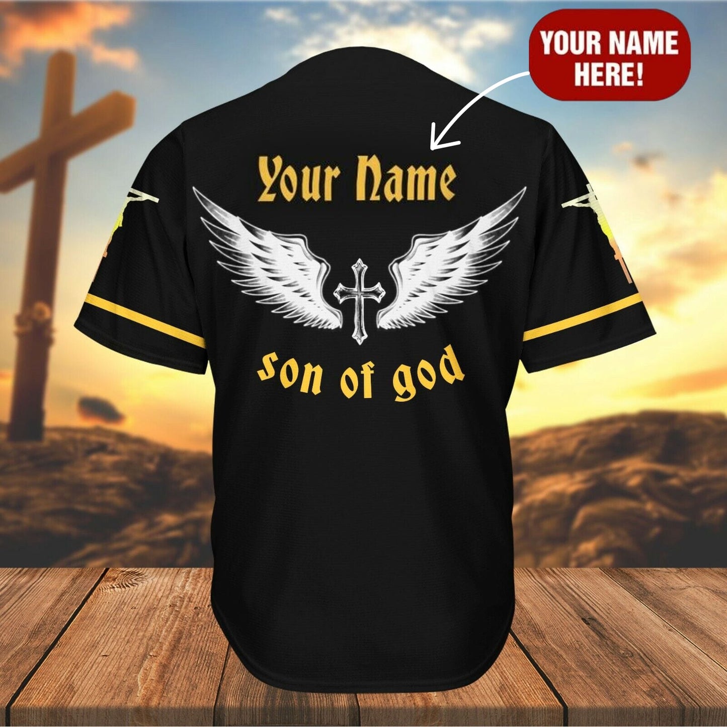 Cross Angel Wings Baseball Jersey - Child Of God Custom Baseball Jersey Shirt For Men Women