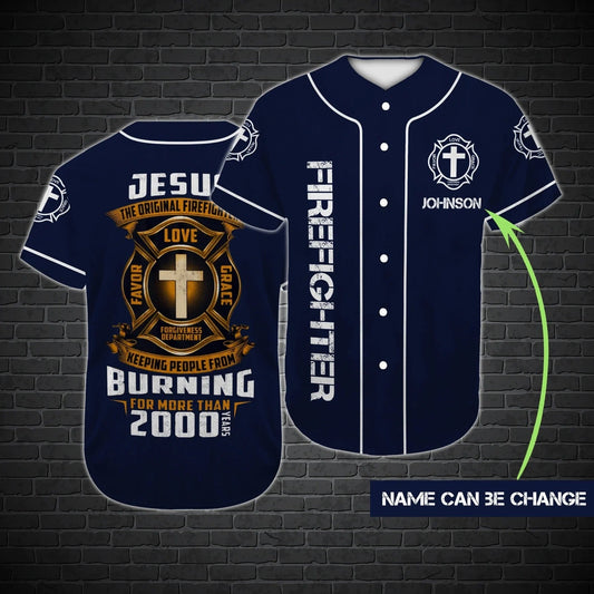 Cross Baseball Jersey - Jesus Original Firefighter Custom Baseball Jersey