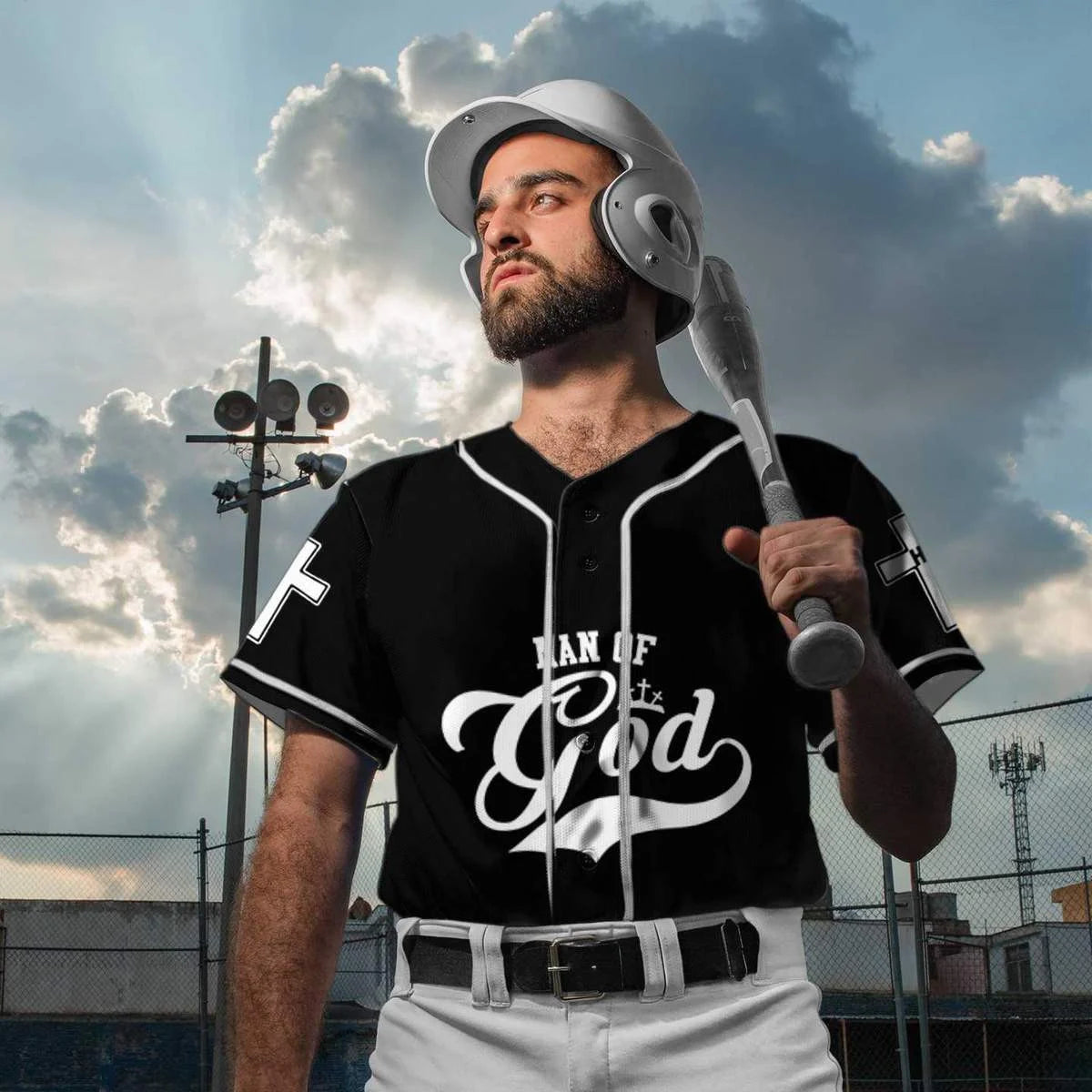 Cross Baseball Jersey - Man Of God Custom Printed 3D Baseball Jersey Shirt For Men Women
