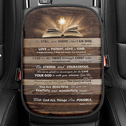 Cross Bible Verses Be Still & Know That I Am God Seat Box Cover, Bible Verse Car Interior Accessories