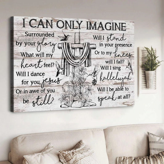Cross Black And White Drawing I Can Only Imagine Canvas Wall Art - Christian Poster - Religious Wall Decor
