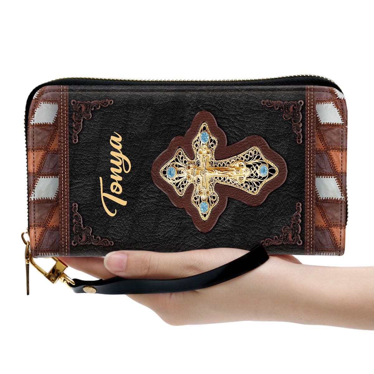 Cross Christ Gift For Women Of God With God All Things Are Possible Clutch Purse For Women - Personalized Name - Christian Gifts For Women