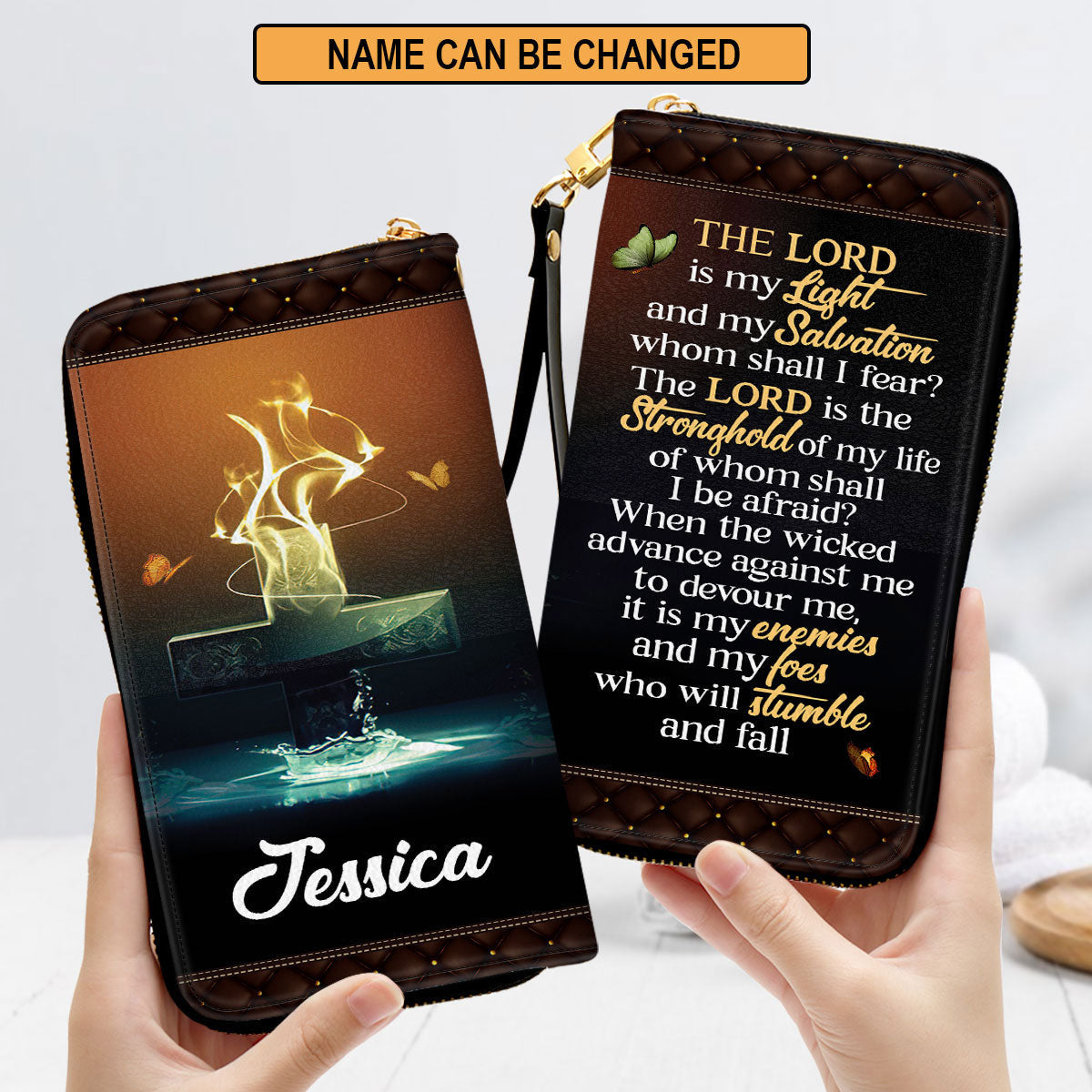 Cross Christ Gifts For Women Of God The Lord Is The Stronghold Of My Life Clutch Purse For Women - Personalized Name - Christian Gifts For Women