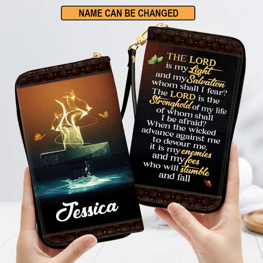 Cross Christ Gifts For Women Of God The Lord Is The Stronghold Of My Life Clutch Purse For Women - Personalized Name - Christian Gifts For Women