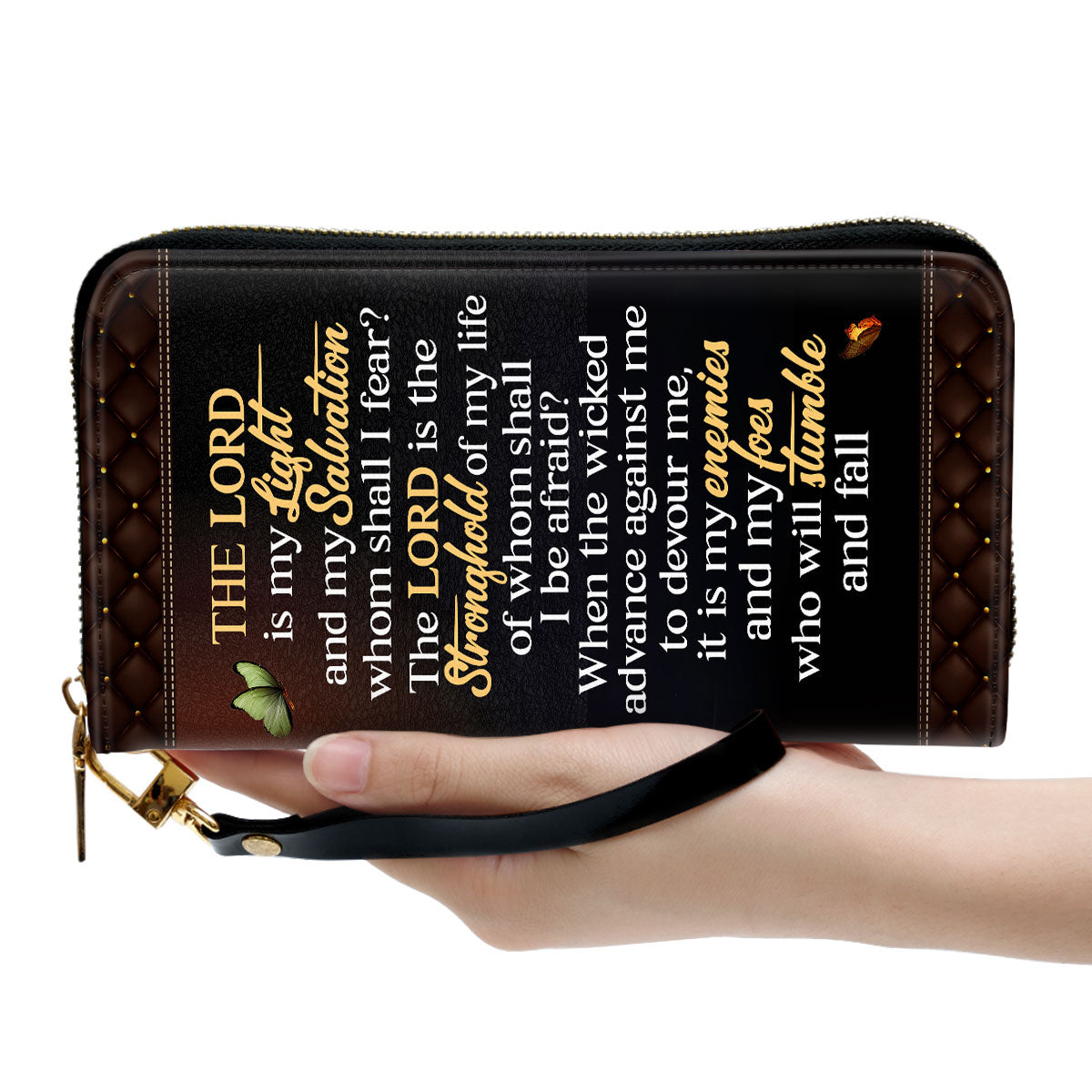 Cross Christ Gifts For Women Of God The Lord Is The Stronghold Of My Life Clutch Purse For Women - Personalized Name - Christian Gifts For Women