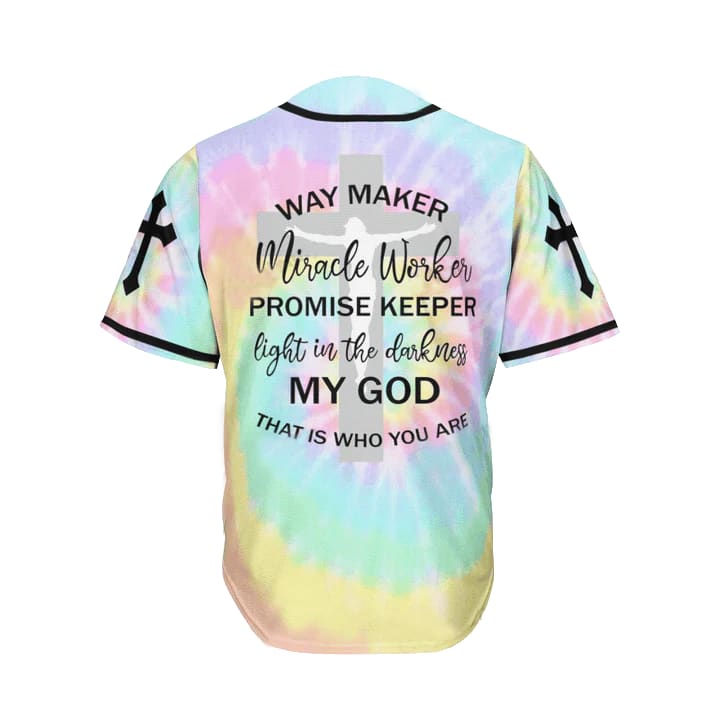 Cross, Colorful Baseball Jersey - Way Maker, Miracle Worker Custom Baseball Jersey