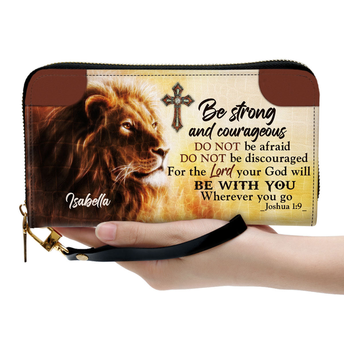 Cross Do Not Be Afraid, Do Not Be Discouraged Clutch Purse For Women - Personalized Name - Christian Gifts For Women