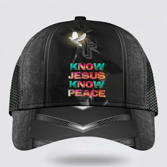 Cross Dove Know Jesus Know Peace Baseball Cap - Christian Hats for Men and Women