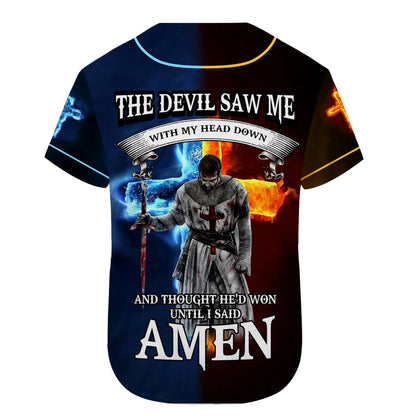 Cross Flame Baseball Jersey - Amen Custom Printed 3D Baseball Jersey Shirt For Men Women