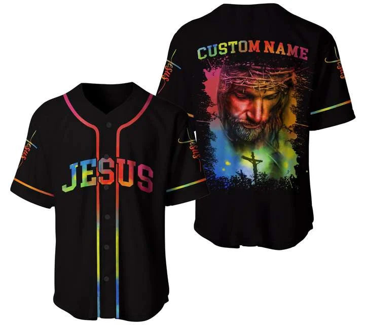 Cross, God Baseball Jersey - Colorful Custom Printed 3D Baseball Jersey Shirt For Men Women
