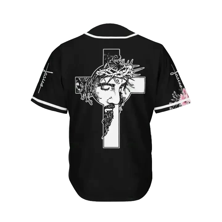 Cross, God, Flower, Faith Baseball Jersey - Custom Baseball Jersey Shirt For Men Women