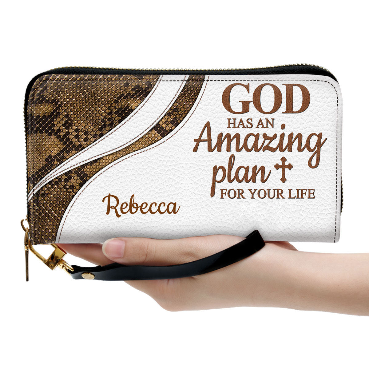 Cross God Has An Amazing Plan For Your Life Clutch Purse For Women - Personalized Name - Christian Gifts For Women