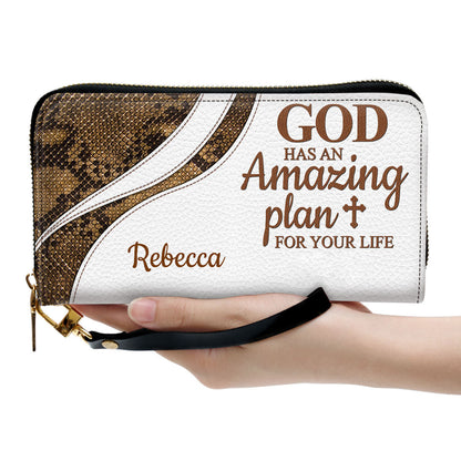 Cross God Has An Amazing Plan For Your Life Clutch Purse For Women - Personalized Name - Christian Gifts For Women